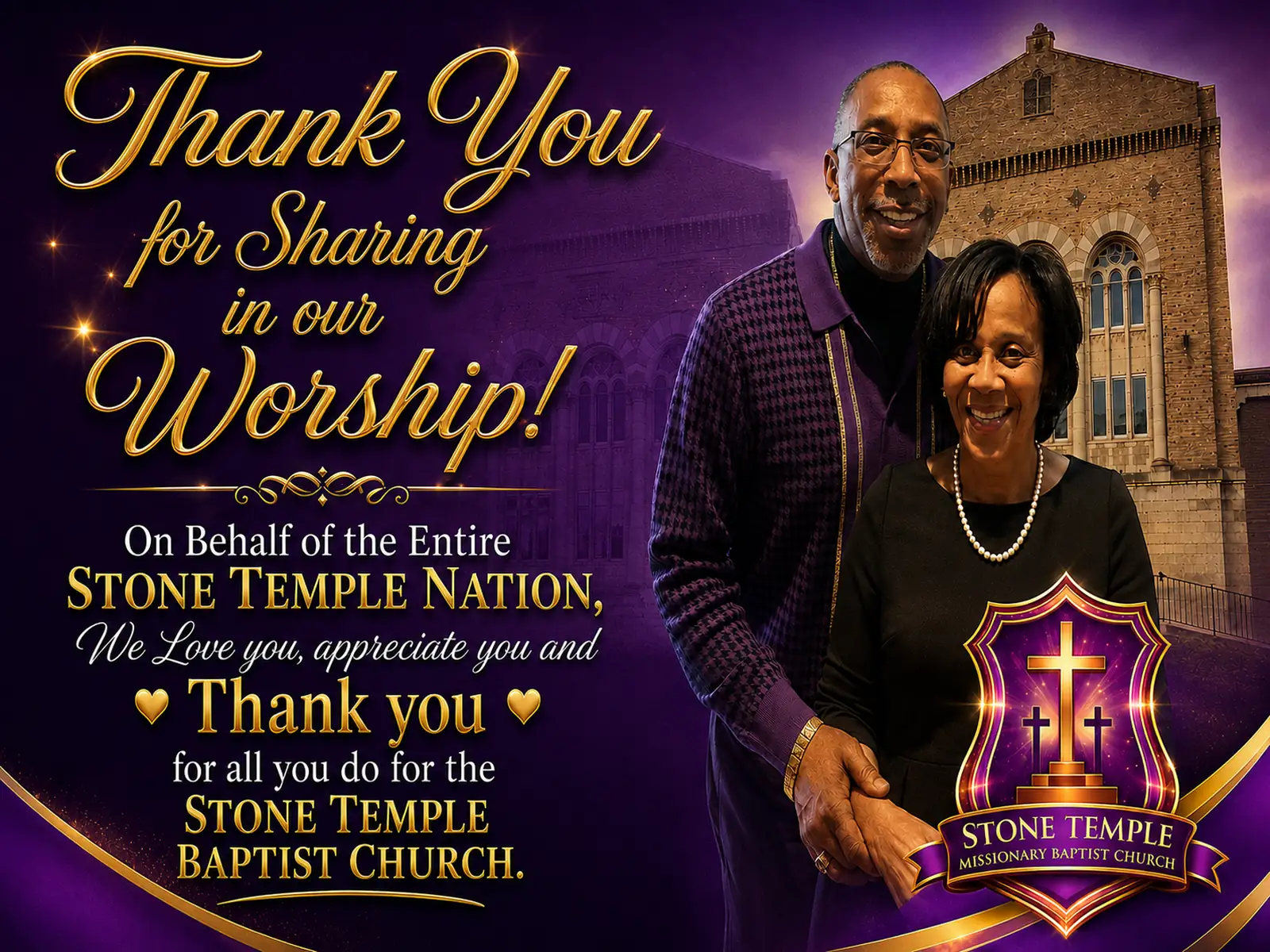 Thank You Graphic at Stone Temple Missionary Baptist Church in Chicago, IL